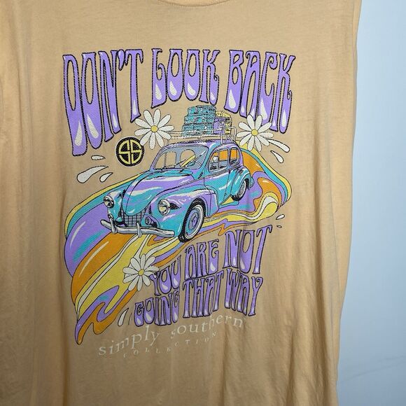 Simply Southern Don't Look Back You Are Not Going That Way Orange Tee T shirt OS - Picture 2 of 4